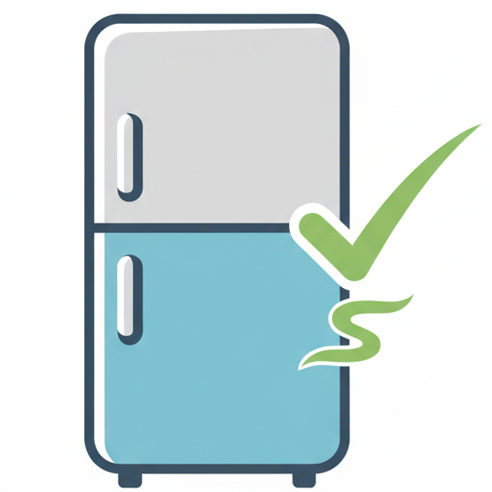 A professional icon to describe "Won't damage your fridge". Should not have a shield shape